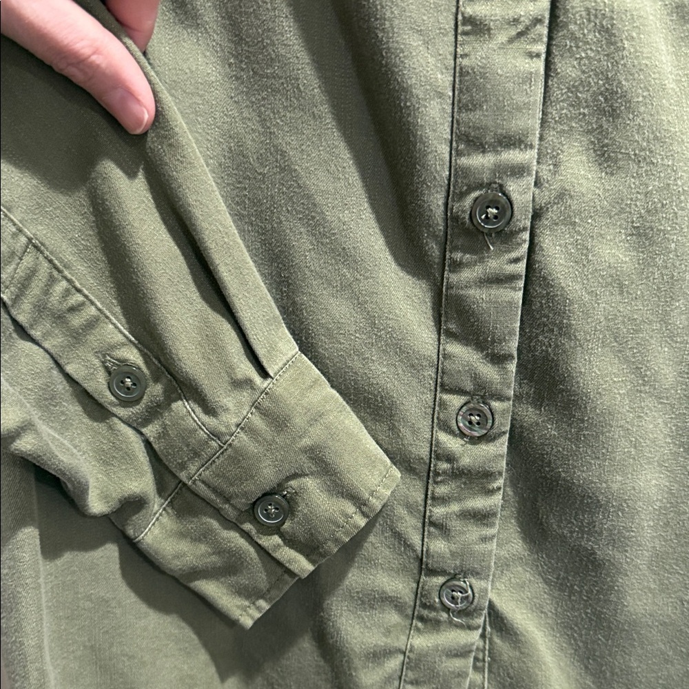Knox Rose Green Button Down Shirt Lyocell - Picture 4 of 6